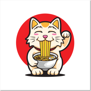 Lucky Ramen Cat Posters and Art